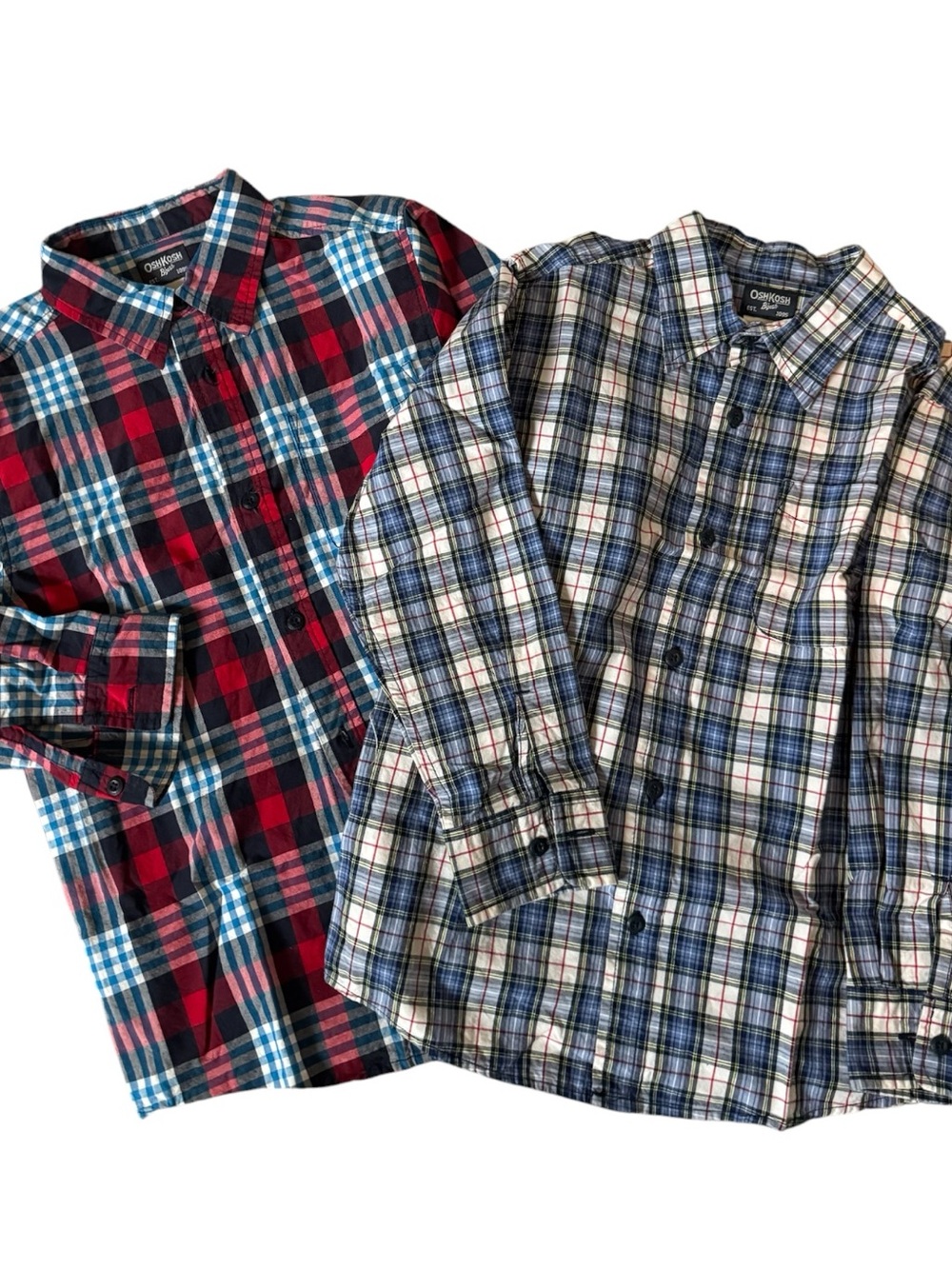 😎OshKosh B'gosh Boys Kids Plaid Fall Casual Button Down Cotton Shirts | 8